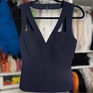 BCBGMAXAZRIA Black Sleeveless V-Neck Top Size XS